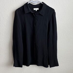 LAFAYETTE 148 Black Long Sleeve Silk Button Up size Large